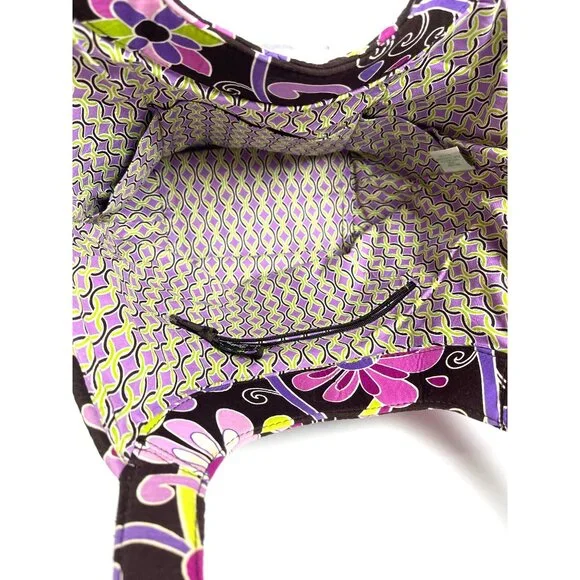 Vera Bradley Shoulder Tote Bag Purple Punch Floral Quilted Purse Pockets Retired - Picture 3 of 16
